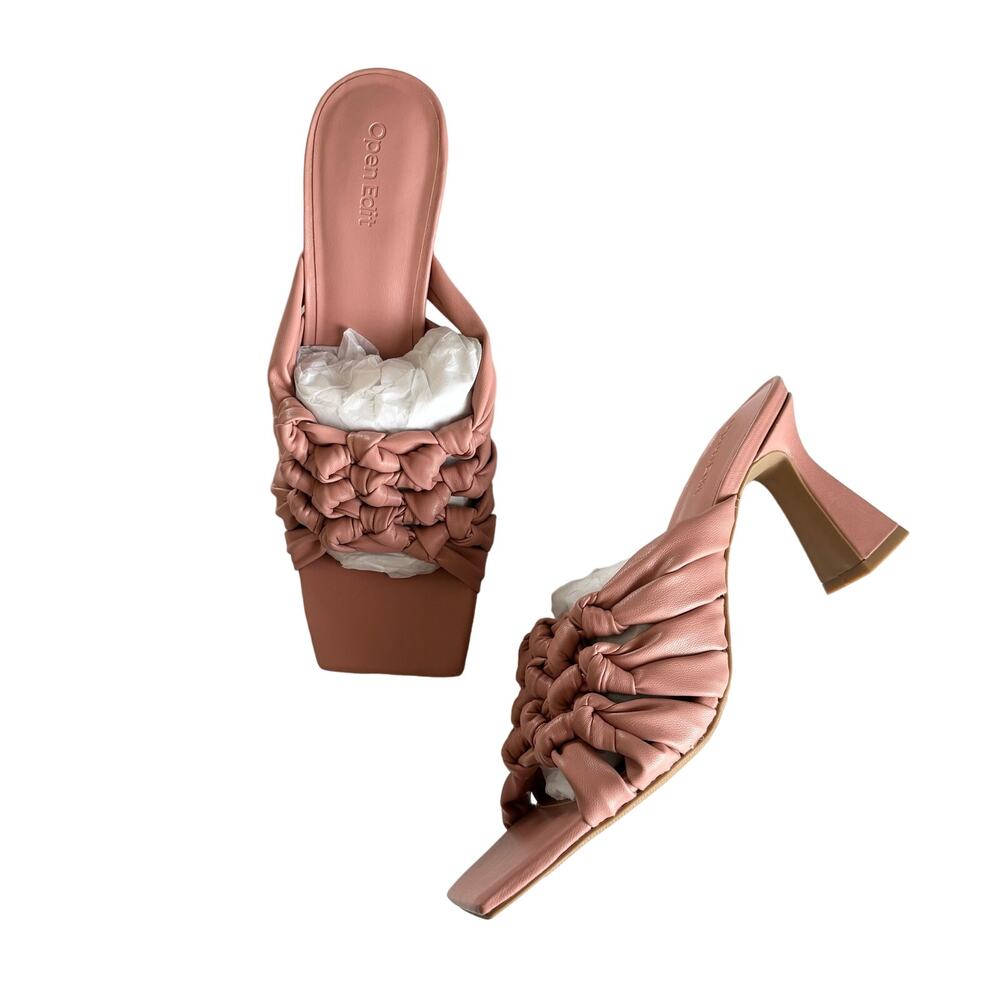 Open Edit Quinn Pink Dawn Knotted Straps Flared
Heel Sandals Size 8